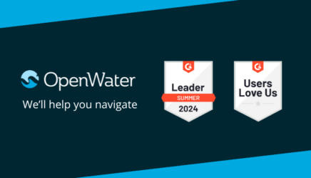 OpenWater logo with Leader and Users Love Us badges